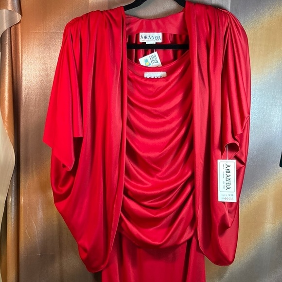 Vintage 70’s red disco 2 piece dress with open back jacket 36 ” chest 116 - Picture 1 of 7